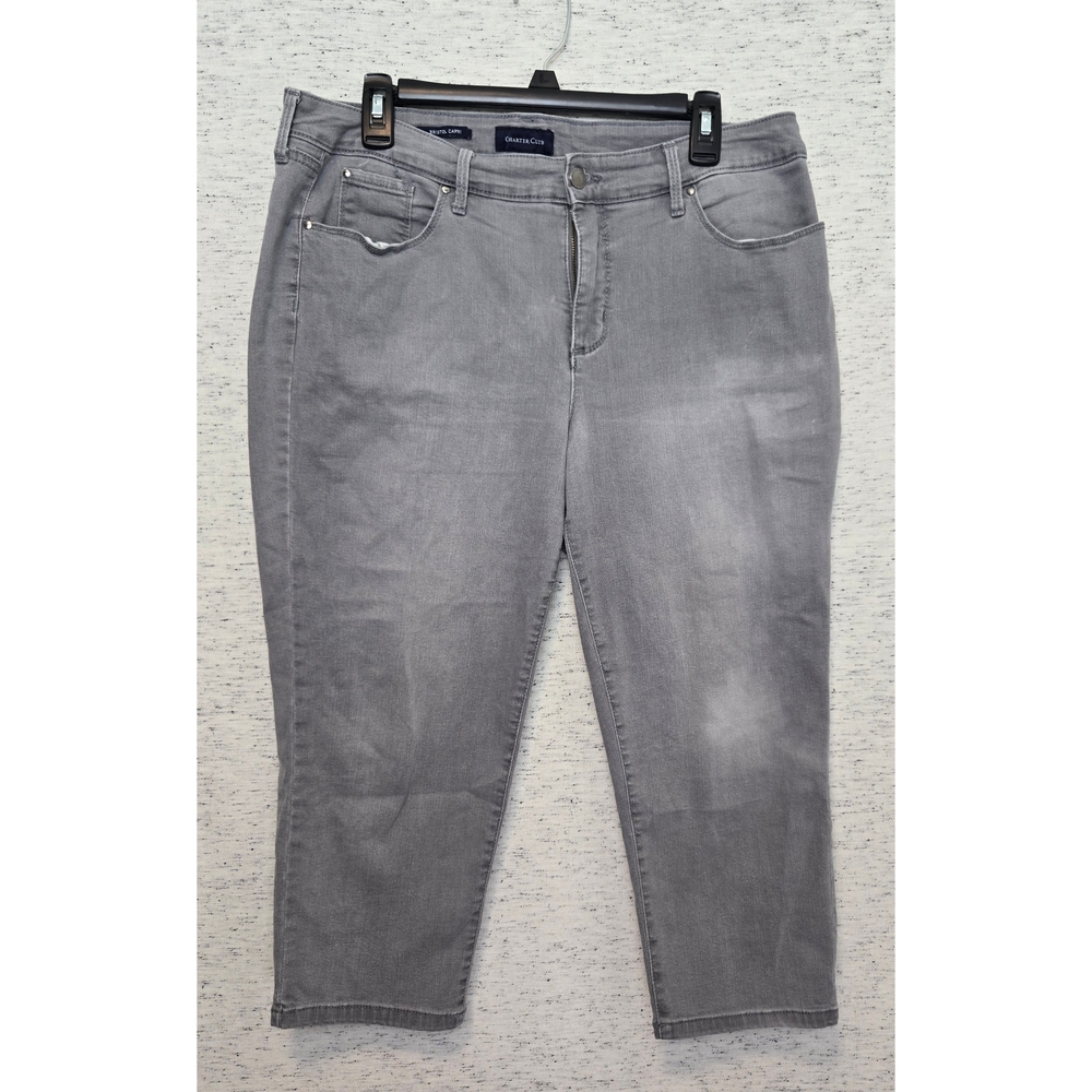 Charter Club Women's Gray Cropped Jean Capri Petite
